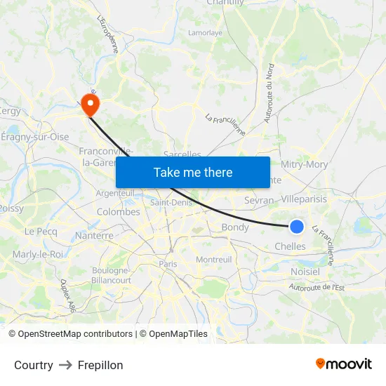 Courtry to Frepillon map