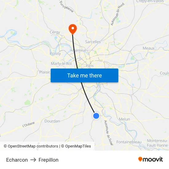 Echarcon to Frepillon map