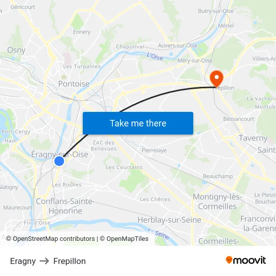 Eragny to Frepillon map