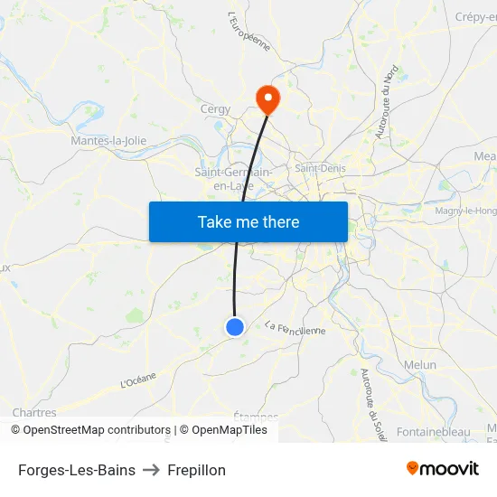 Forges-Les-Bains to Frepillon map