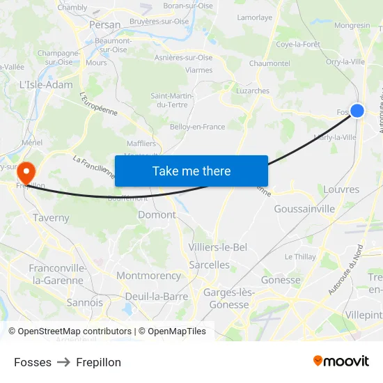 Fosses to Frepillon map