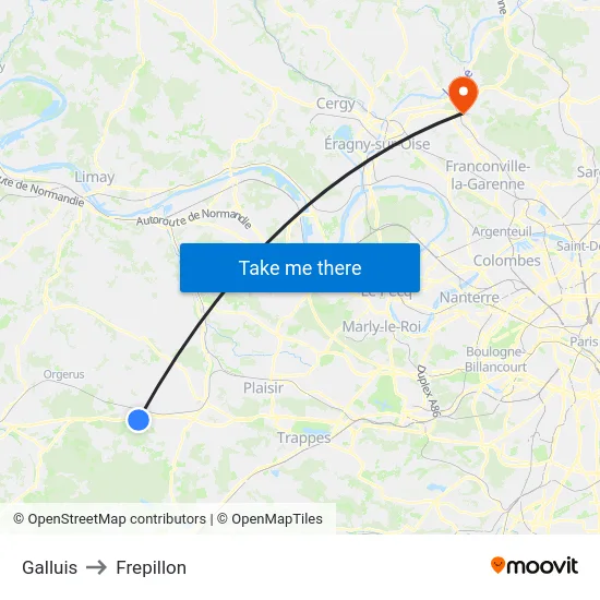 Galluis to Frepillon map