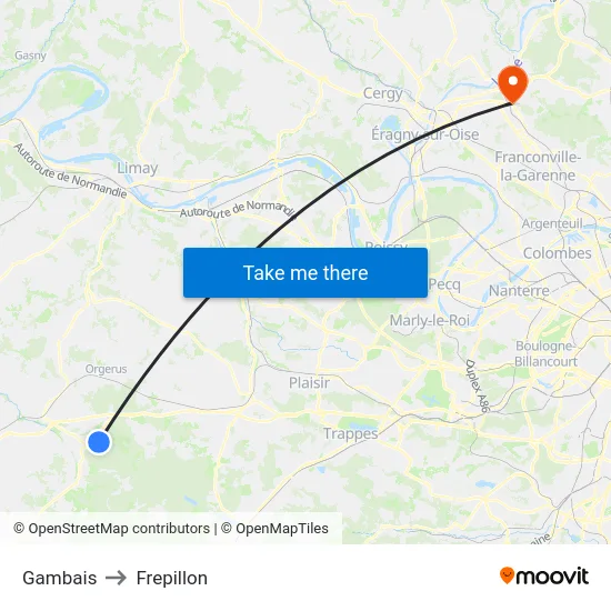 Gambais to Frepillon map