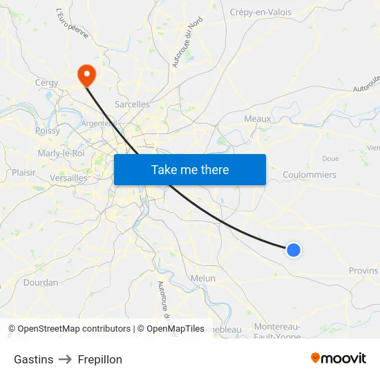 Gastins to Frepillon map