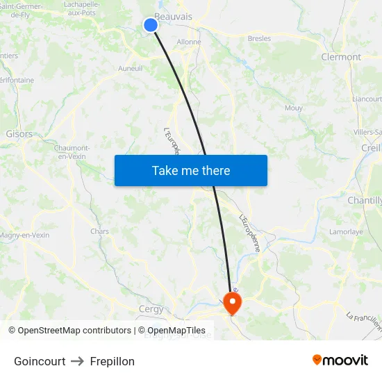 Goincourt to Frepillon map