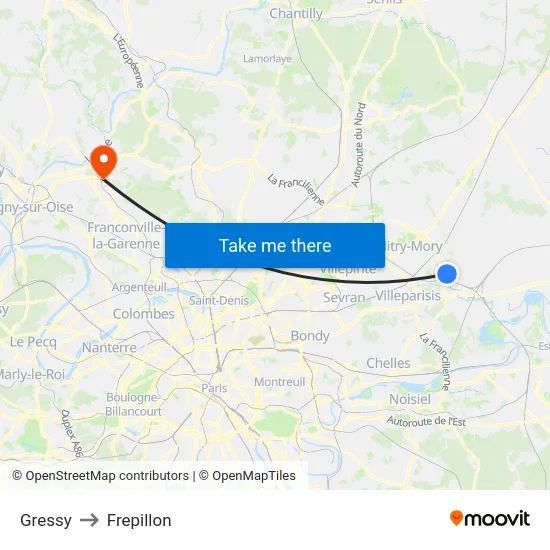 Gressy to Frepillon map