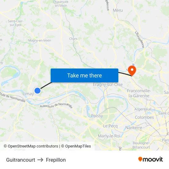 Guitrancourt to Frepillon map