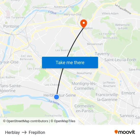 Herblay to Frepillon map