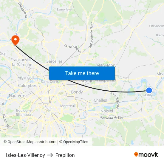 Isles-Les-Villenoy to Frepillon map