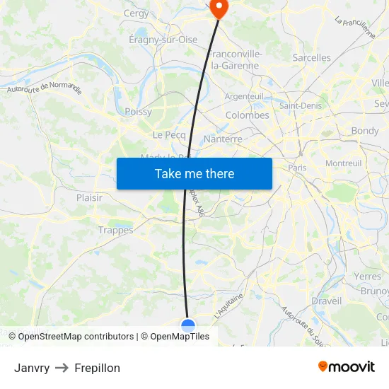 Janvry to Frepillon map