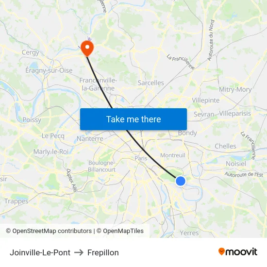 Joinville-Le-Pont to Frepillon map