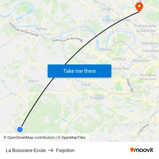 La Boissiere-Ecole to Frepillon map