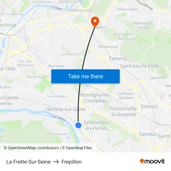 La Frette-Sur-Seine to Frepillon map