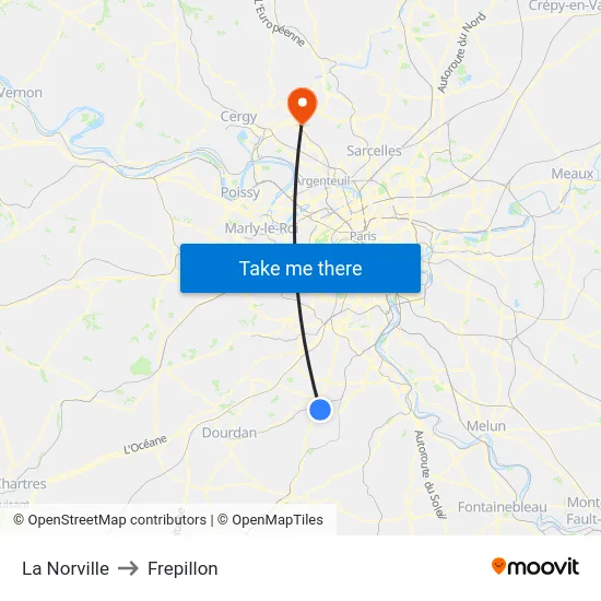 La Norville to Frepillon map