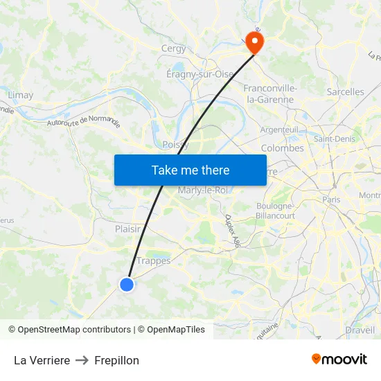 La Verriere to Frepillon map