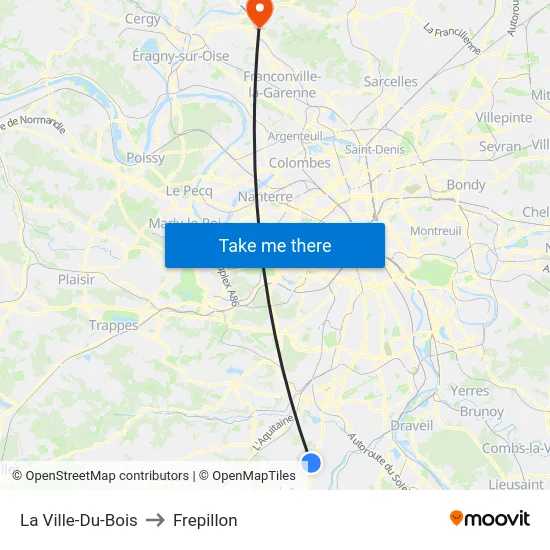 La Ville-Du-Bois to Frepillon map