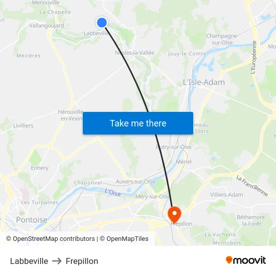 Labbeville to Frepillon map