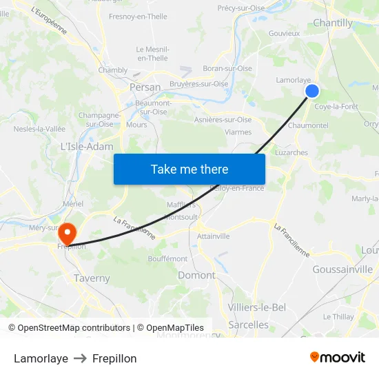Lamorlaye to Frepillon map