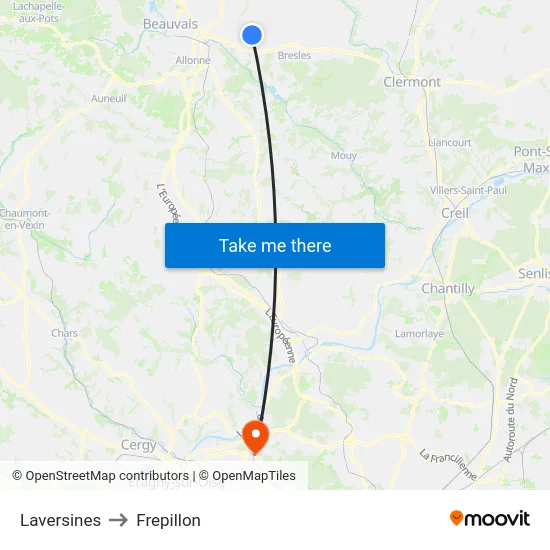 Laversines to Frepillon map