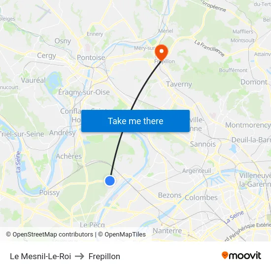 Le Mesnil-Le-Roi to Frepillon map