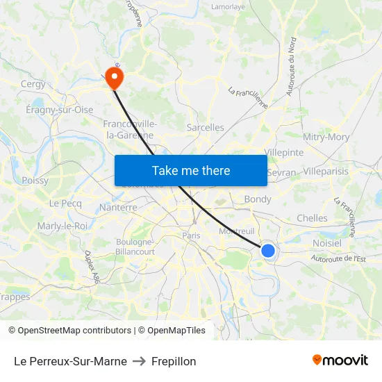 Le Perreux-Sur-Marne to Frepillon map