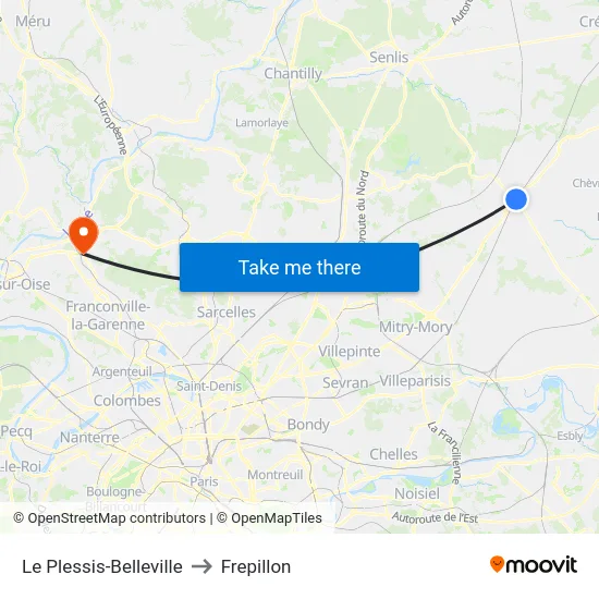 Le Plessis-Belleville to Frepillon map