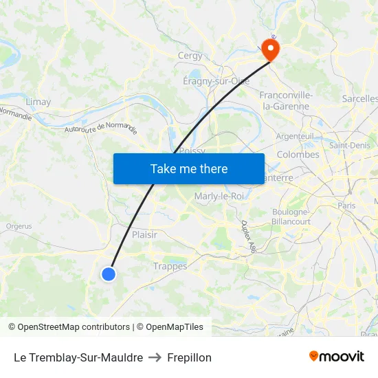 Le Tremblay-Sur-Mauldre to Frepillon map