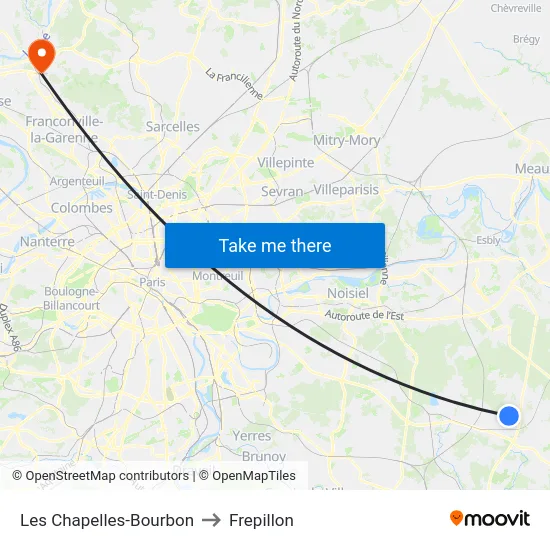 Les Chapelles-Bourbon to Frepillon map