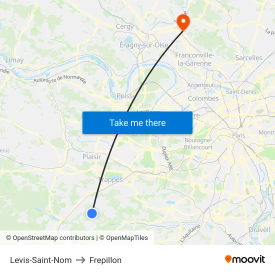 Levis-Saint-Nom to Frepillon map