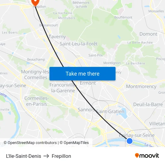 L'Ile-Saint-Denis to Frepillon map