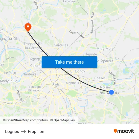 Lognes to Frepillon map