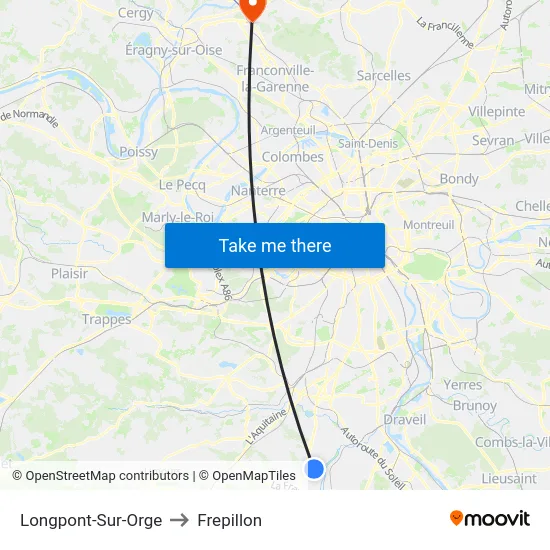 Longpont-Sur-Orge to Frepillon map