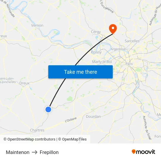 Maintenon to Frepillon map