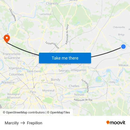 Marcilly to Frepillon map