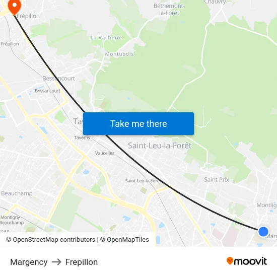 Margency to Frepillon map