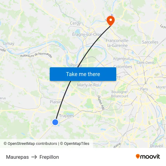Maurepas to Frepillon map