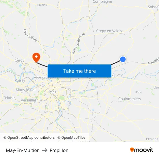 May-En-Multien to Frepillon map