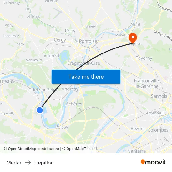 Medan to Frepillon map