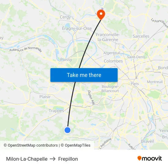 Milon-La-Chapelle to Frepillon map