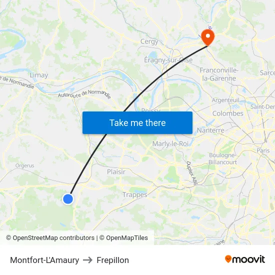 Montfort-L'Amaury to Frepillon map