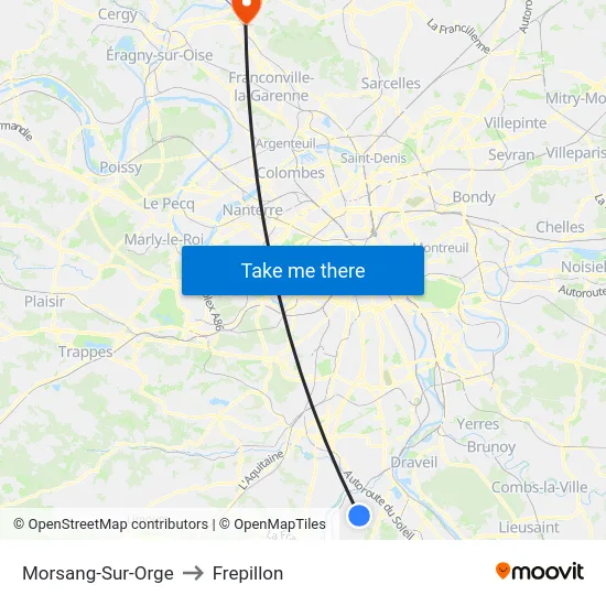 Morsang-Sur-Orge to Frepillon map