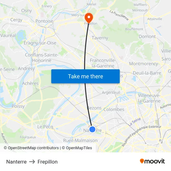 Nanterre to Frepillon map