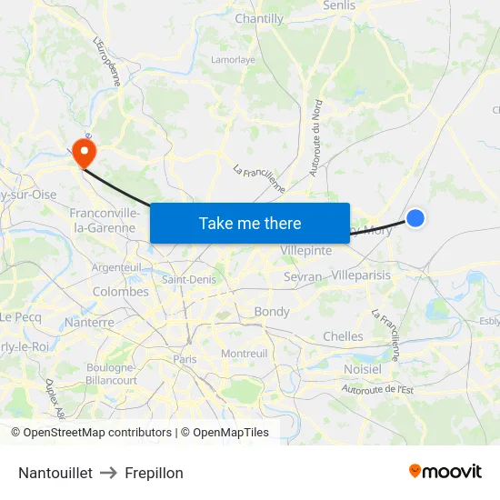 Nantouillet to Frepillon map