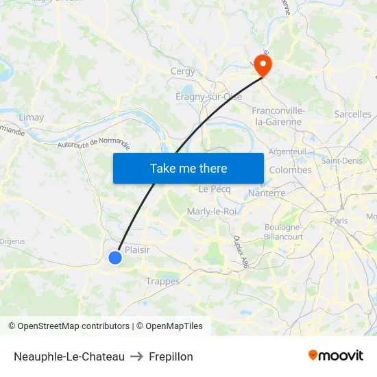 Neauphle-Le-Chateau to Frepillon map