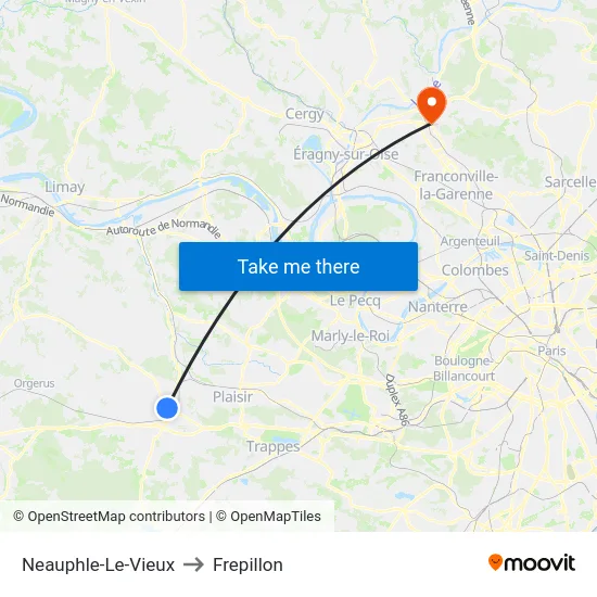 Neauphle-Le-Vieux to Frepillon map