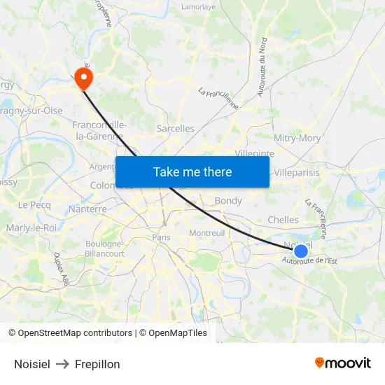 Noisiel to Frepillon map