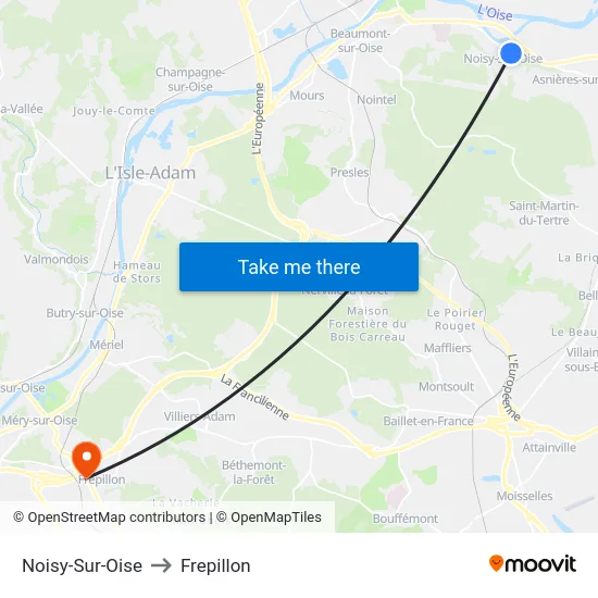 Noisy-Sur-Oise to Frepillon map