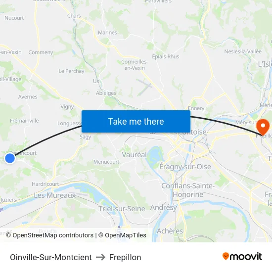 Oinville-Sur-Montcient to Frepillon map