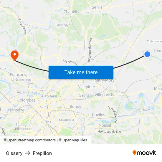 Oissery to Frepillon map