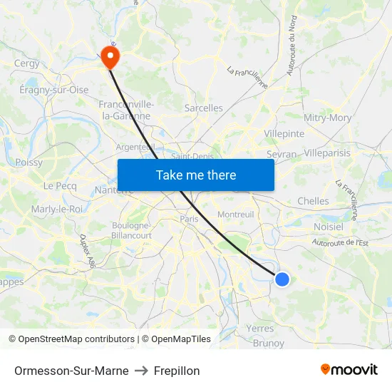 Ormesson-Sur-Marne to Frepillon map